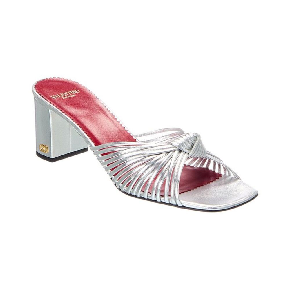 Valentino Annet 60 Leather Sandal, Silver